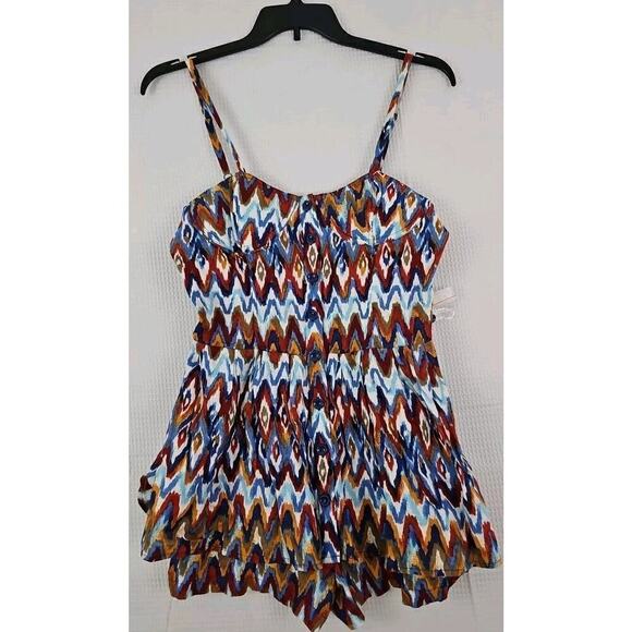 Anthropologie Mimi Chica ~ Woman Size L~ Multicolor Sleeveless Romper Linen NWOT - Picture 10 of 10